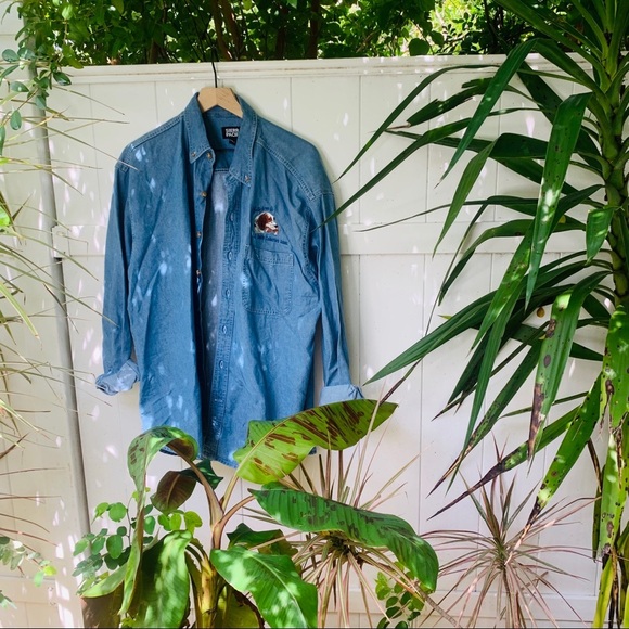 VINTAGE vsco 90s chambray hunting button up popover - Picture 2 of 9